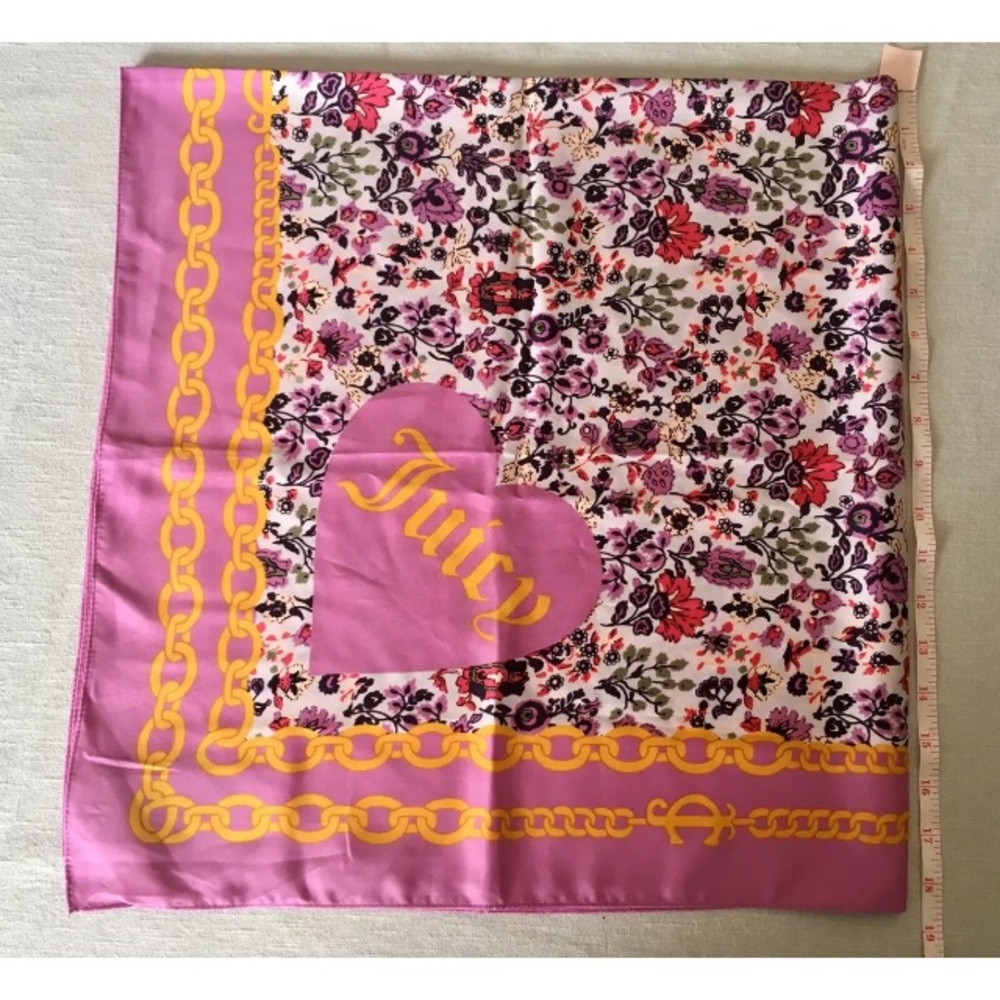 💓Juicy Couture Floral Pink Gold Chain Scarf Cover - Picture 5 of 10